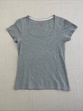 Boden Gray Scoop Neck Stretch Tee Shirt Short Sleeve US 8 UK 12